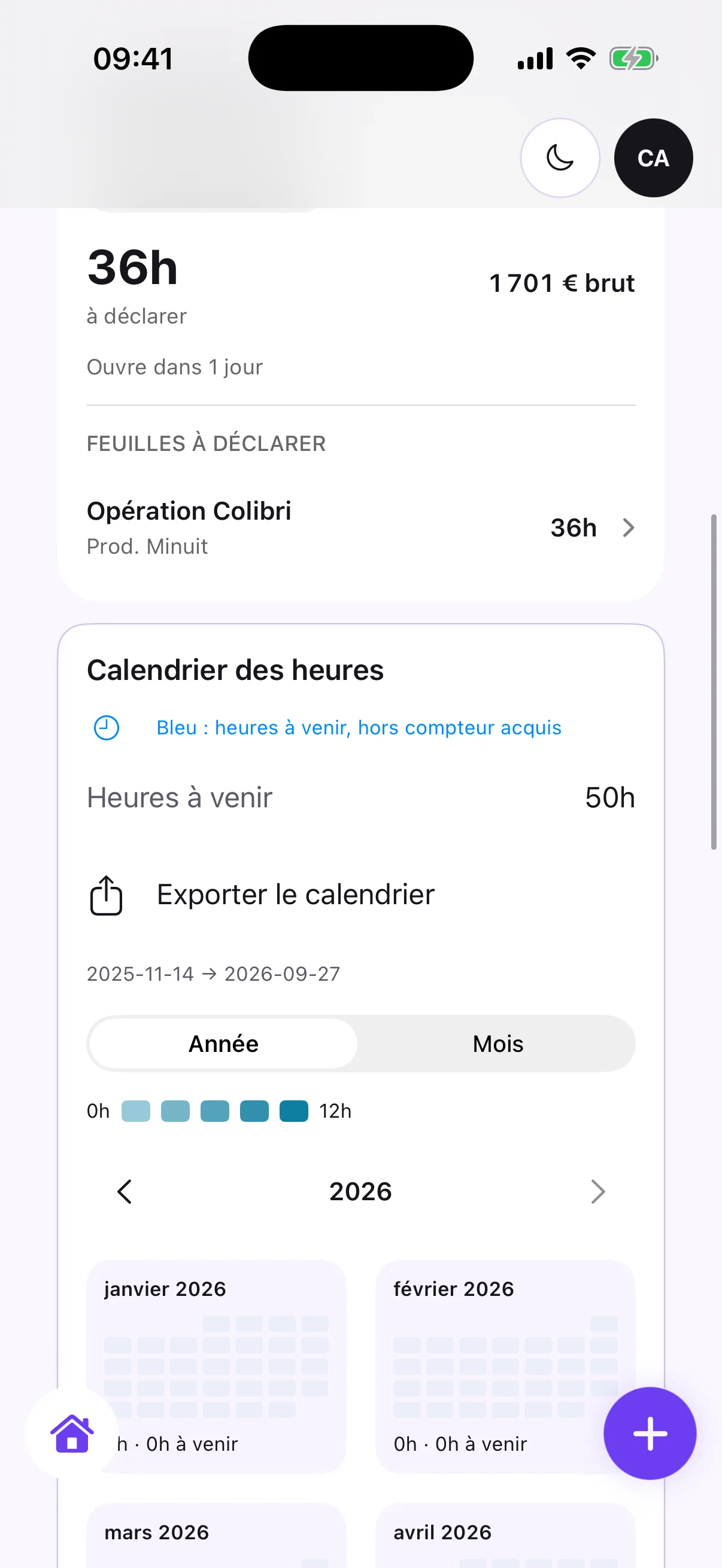 Actualisation du mois sur iPhone : 36 h à déclarer et calendrier des heures de l’année