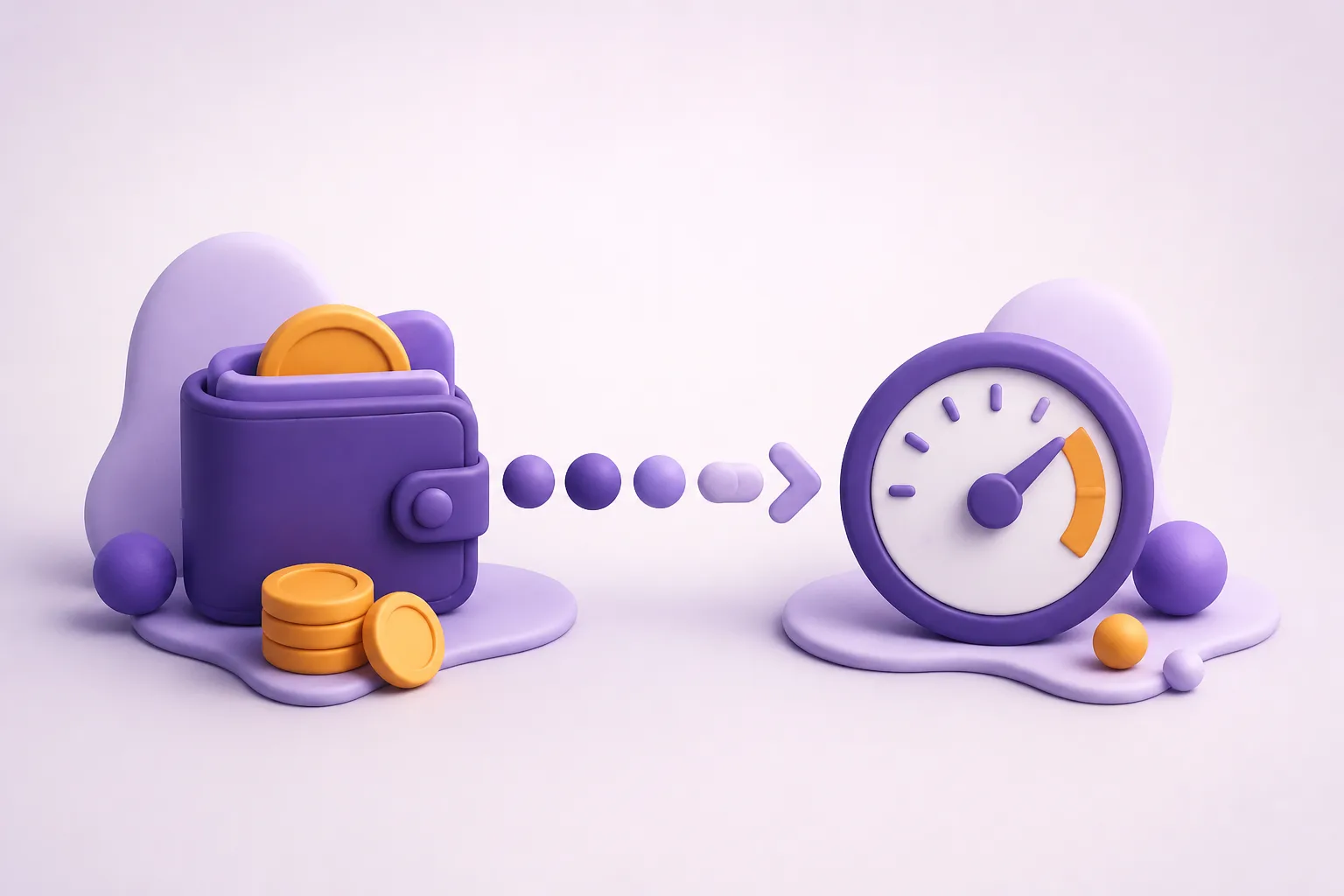 Un ensemble de revenus alimente une jauge violette représentant une allocation journalière.