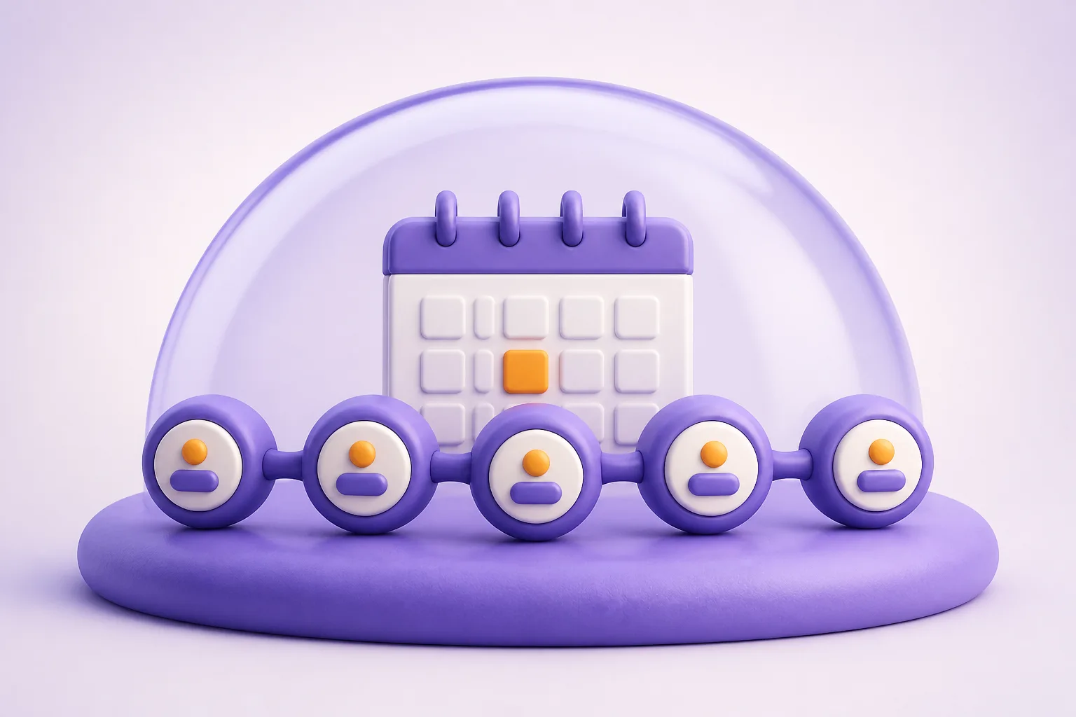 Un cocon violet entoure un calendrier dont chaque journée reçoit cinq unités assimilées.