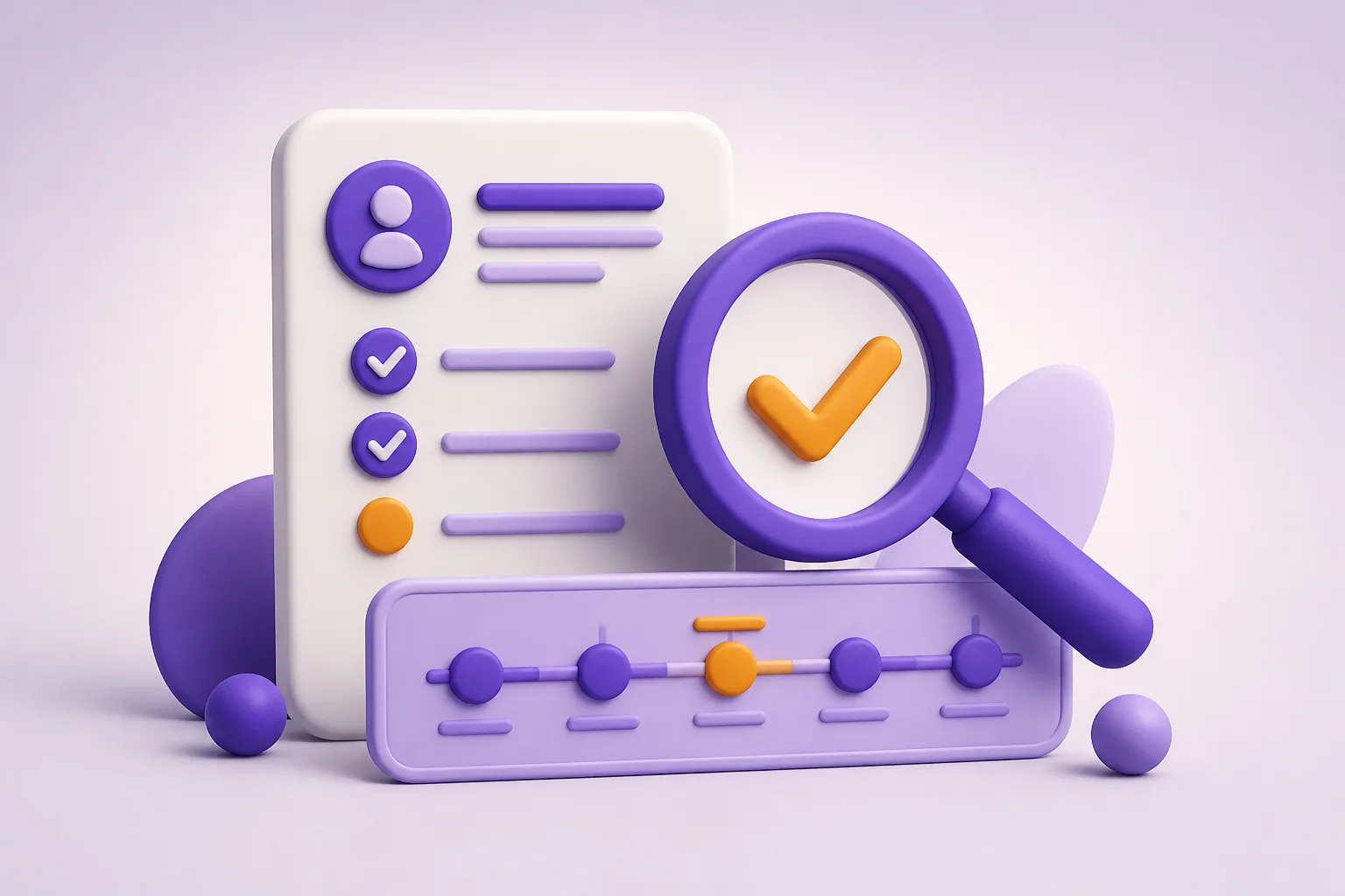 Une attestation abstraite et un calendrier de travail sont comparés sous une loupe violette.