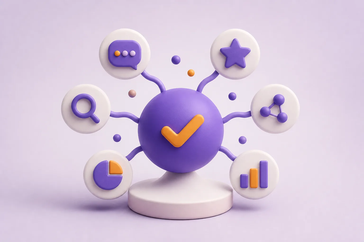 Six éléments validés convergent vers une fiche de synthèse violette et structurée.