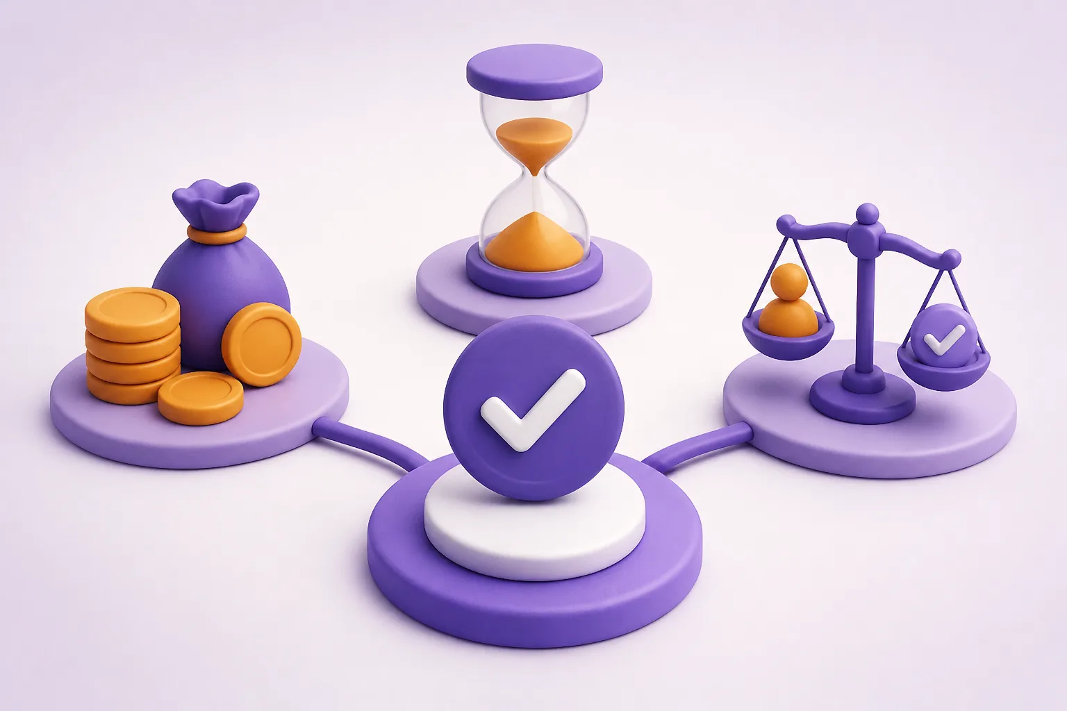 Une horloge, un financement et un compteur entourent une validation de formation centrale.