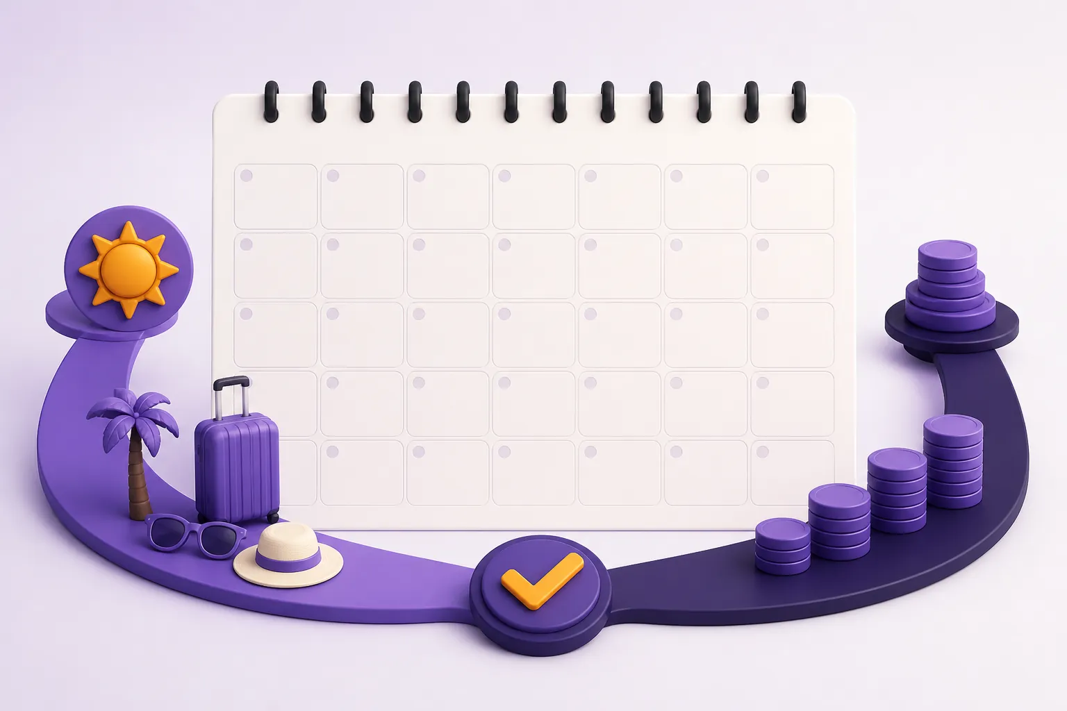 Un calendrier est partagé entre une zone de congés et une zone de salaires.